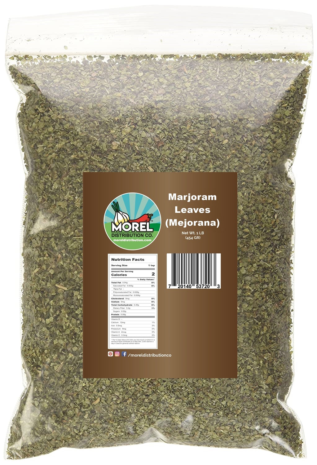 Whole Dried Marjoram Leaves. Origanum Majorana. Hojas de Mejorana. 1 lb