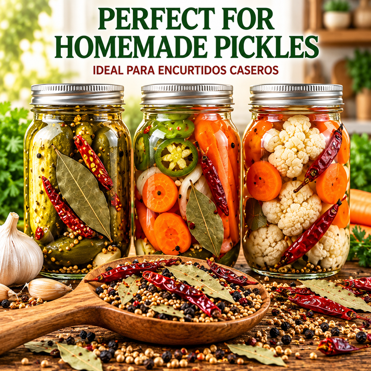 Pickling Spice – Especias Mixtas – Whole Mixed Spices for Pickling, Homemade Pickles, Vegetables, Marinades, Brines & Cooking – 4 oz and 1 lb.