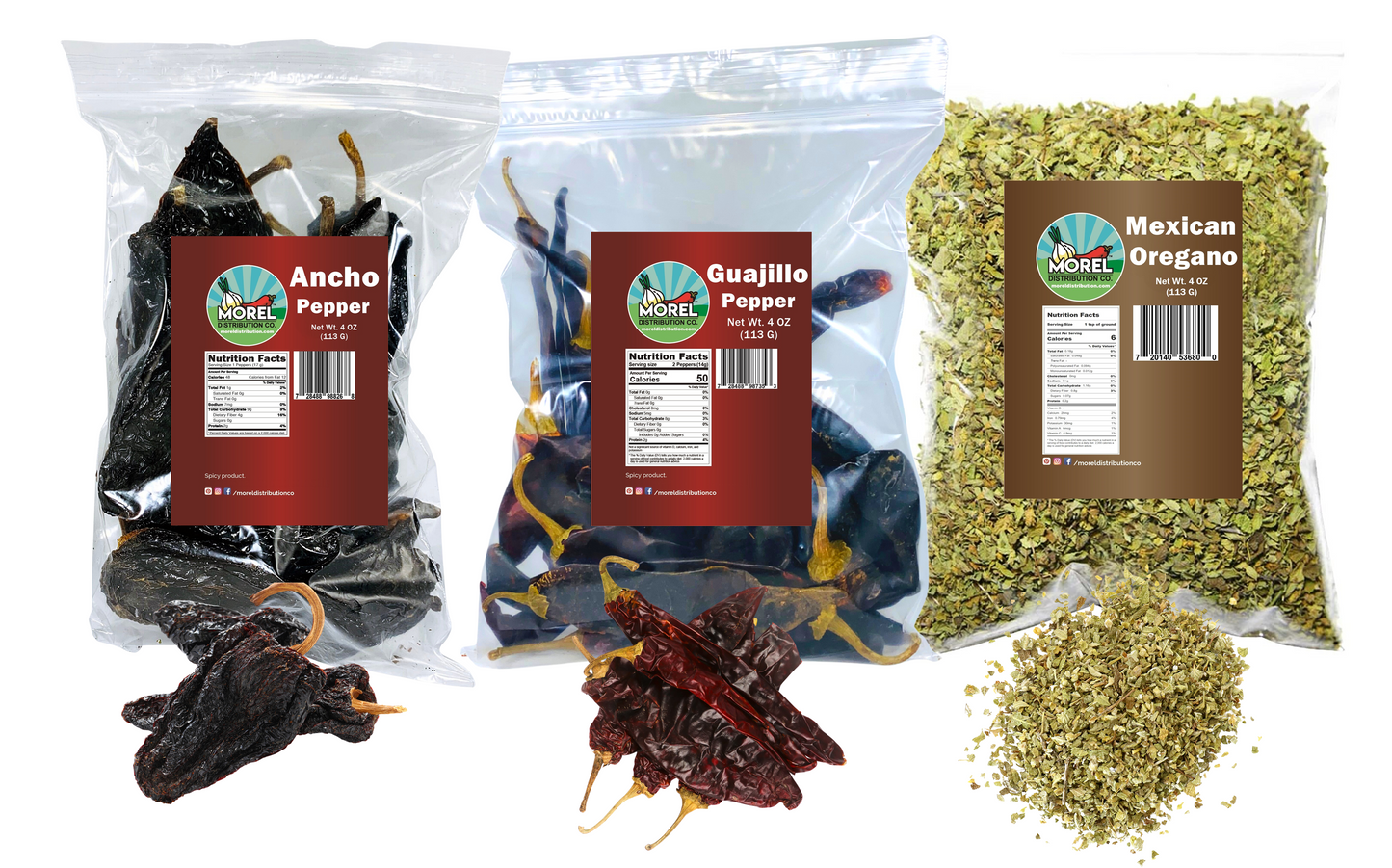 Mexican Cuisine Variety Pack (12 oz Total) Ancho Chiles, Guajillo Chiles, and Mexican Oregano- The Mexican Cuisine.