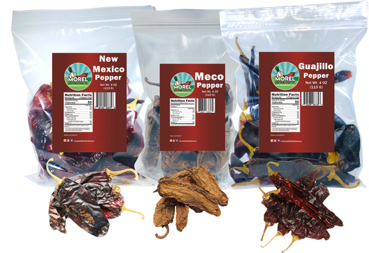 Dried Chile Peppers Variety Pack (12 oz Total) New Mexico Chiles, Chipotle Meco Chiles and Guajillo Chiles - The New Mexico Pepper Pack.