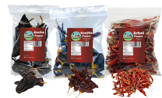 Dried Chile Peppers Bundle Pack (12 oz Total) Ancho Chiles, Guajillo Chiles and Arbol Chiles - The Spicy Set.