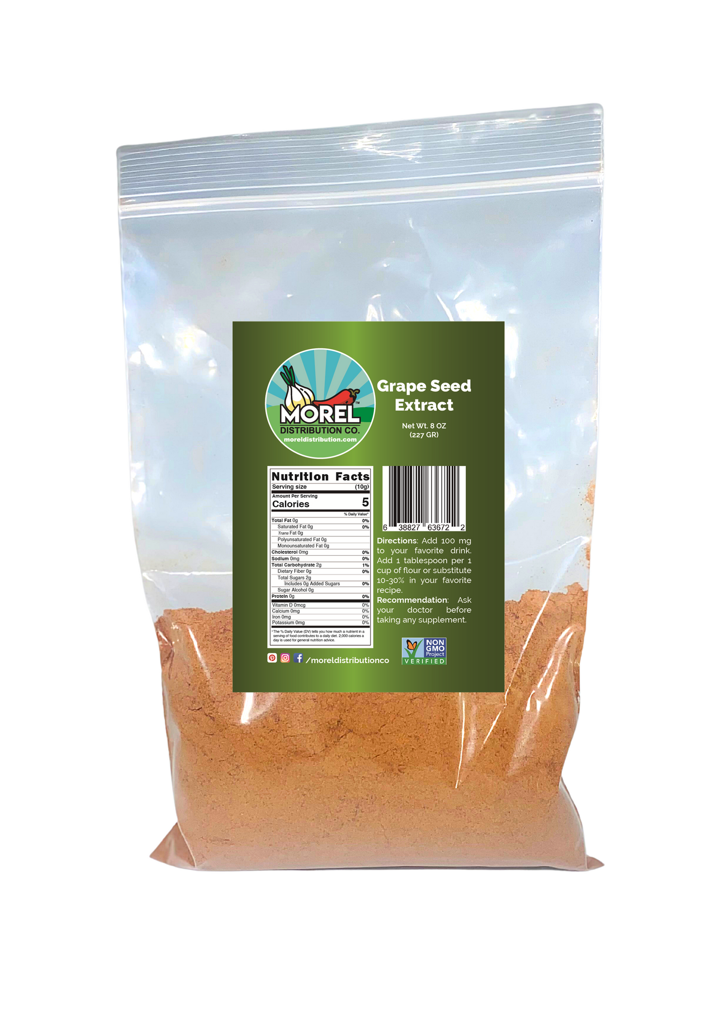 Pure Grape Seed Powder Flour 8 oz